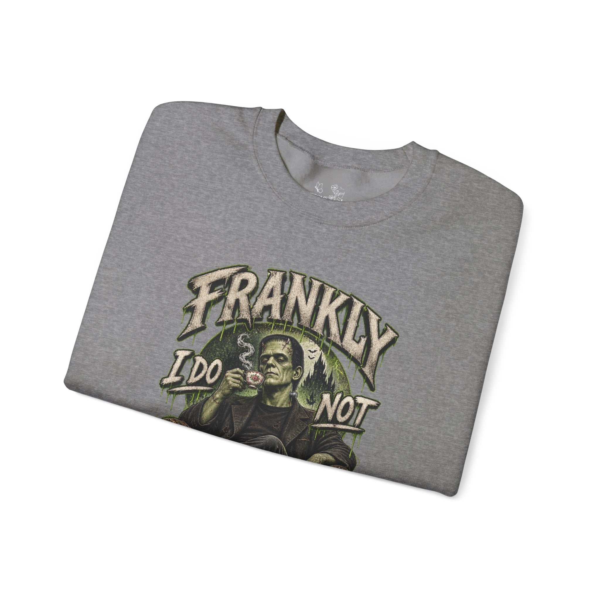 Sweatshirt — "Frankly I Do Not Care" Retro Gothic Skeleton Graphic Crewneck