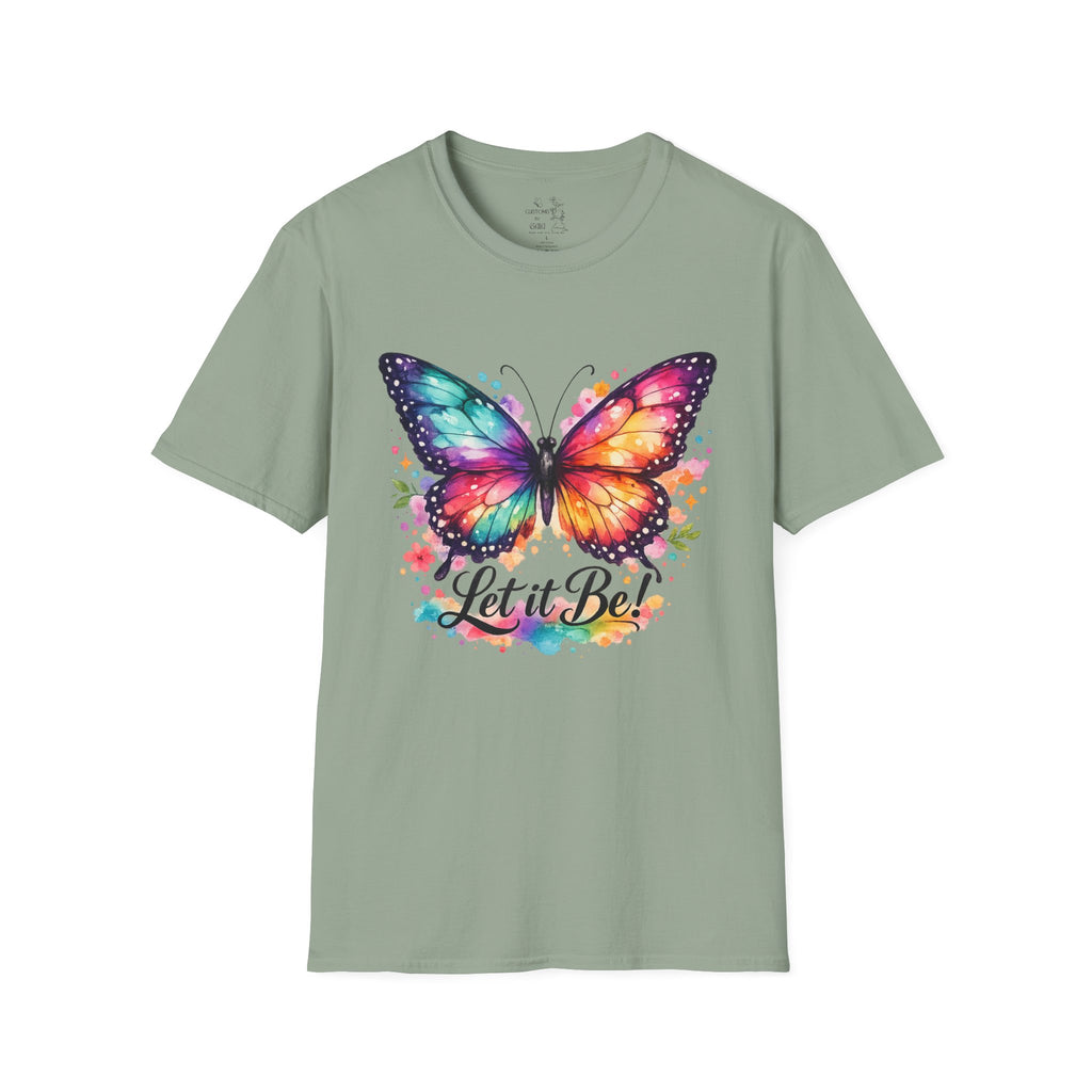 Butterfly "Let It Be" T-Shirt — Colorful Watercolor Wings Graphic Tee