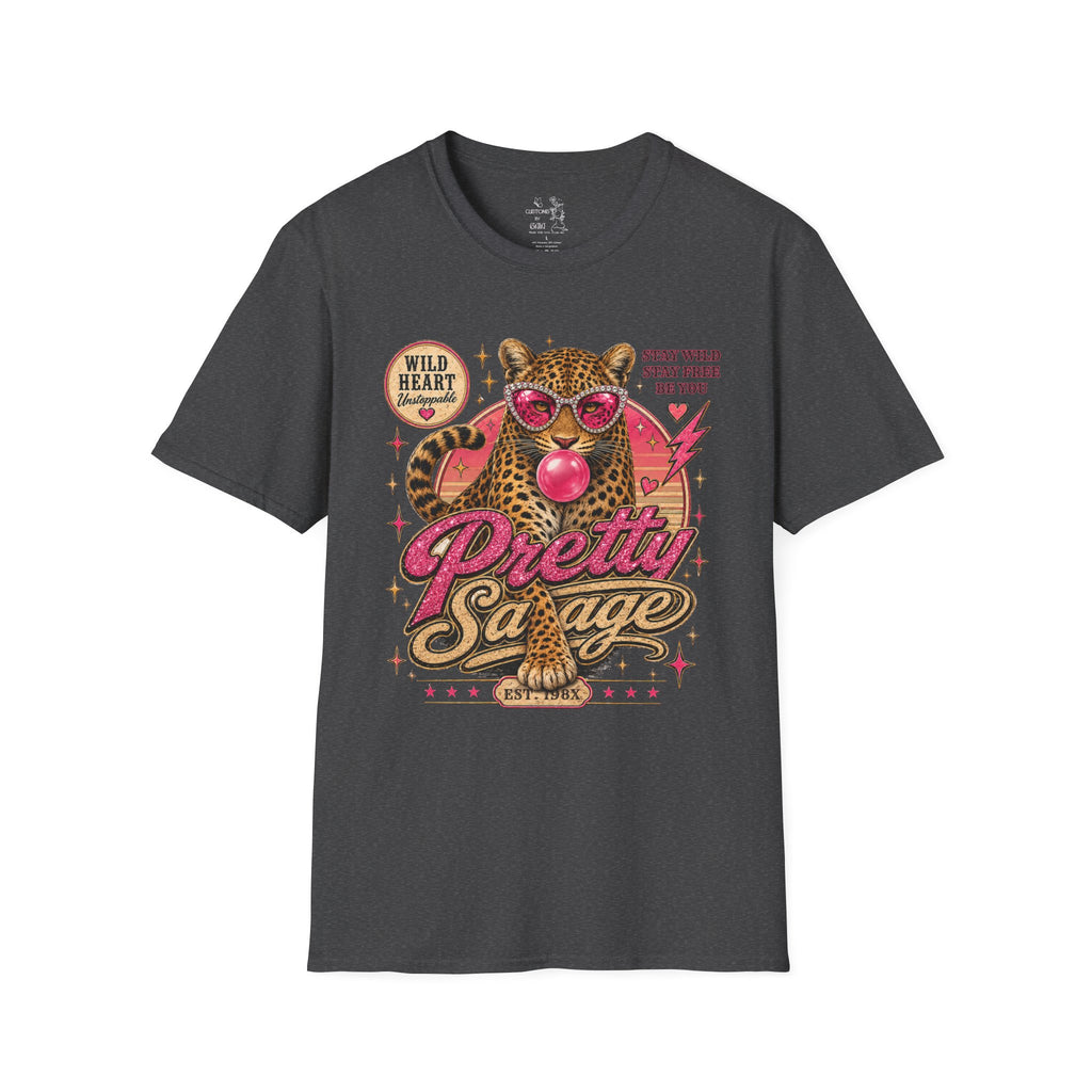 Leopard 'Pretty Savage' Graphic T-Shirt — Retro Wild Heart Design