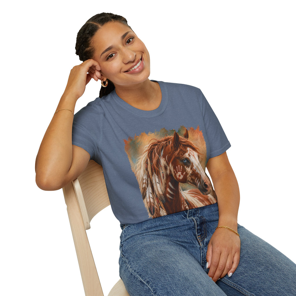 Horse Portrait T-Shirt — Blue-Eyed Paint Horse Art Tee
