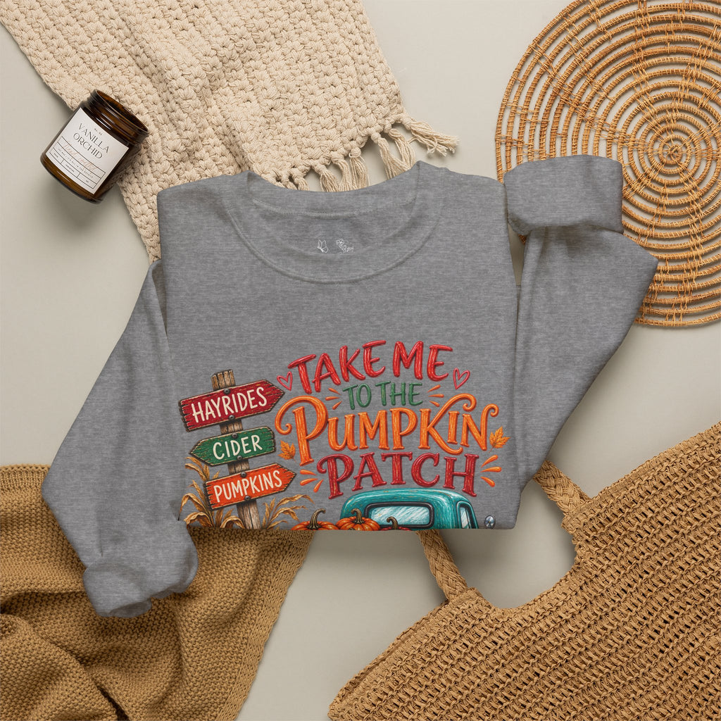 Pumpkin Patch Crewneck Sweatshirt — "Take Me to the Pumpkin Patch" Autumn Vibes