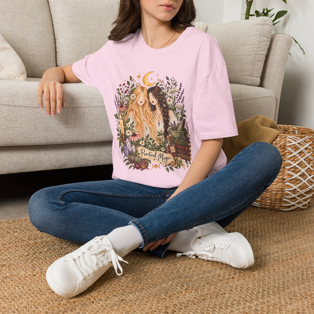 Witchy Sisters T-Shirt – 'Practical Magic' Boho Moon Witch Illustration