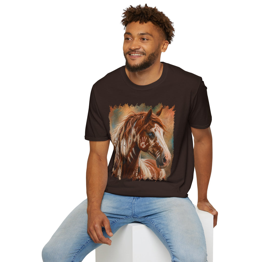 Horse Portrait T-Shirt — Blue-Eyed Paint Horse Art Tee
