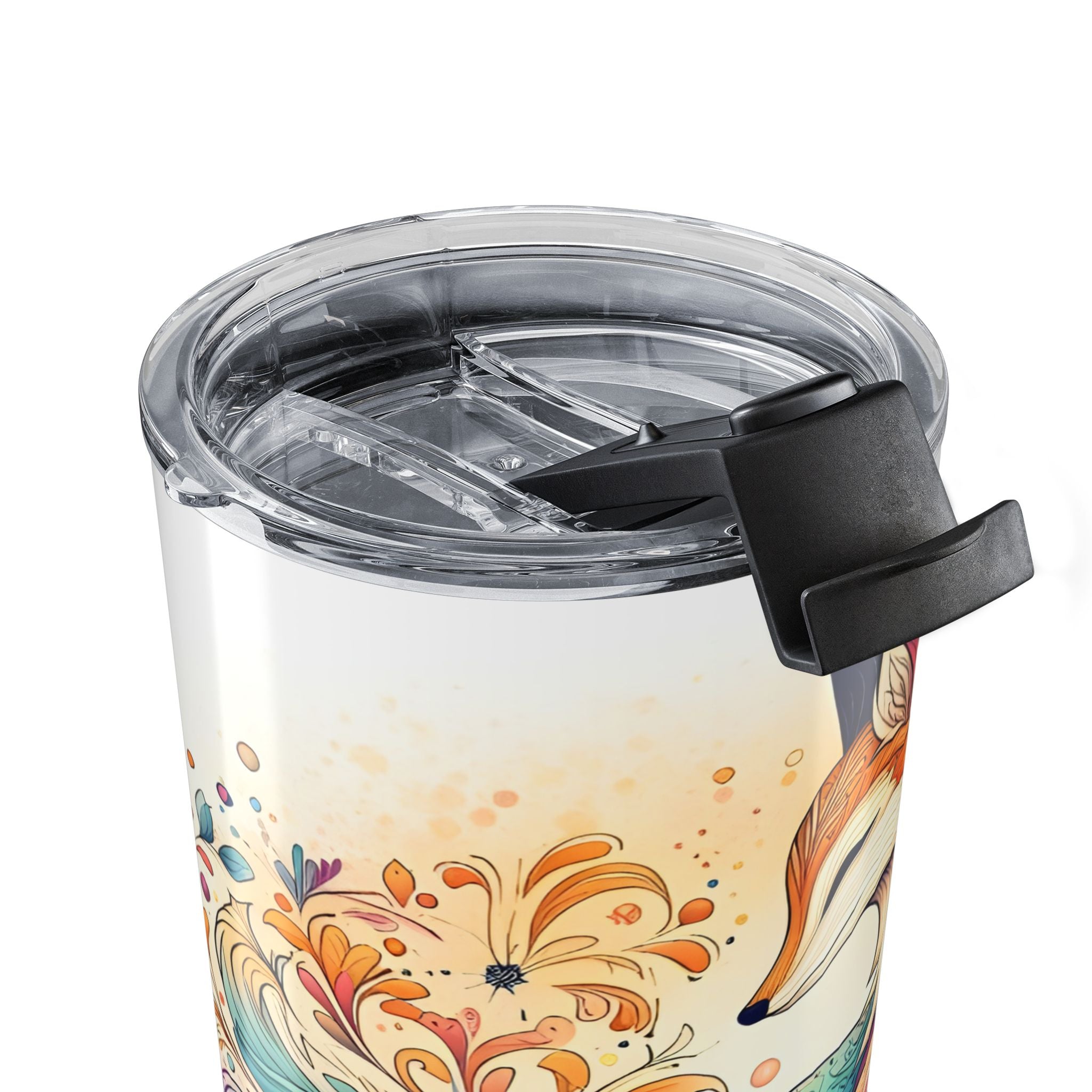 20oz Fox Tumbler – Colorful Floral Fox Stainless Steel Travel Cup