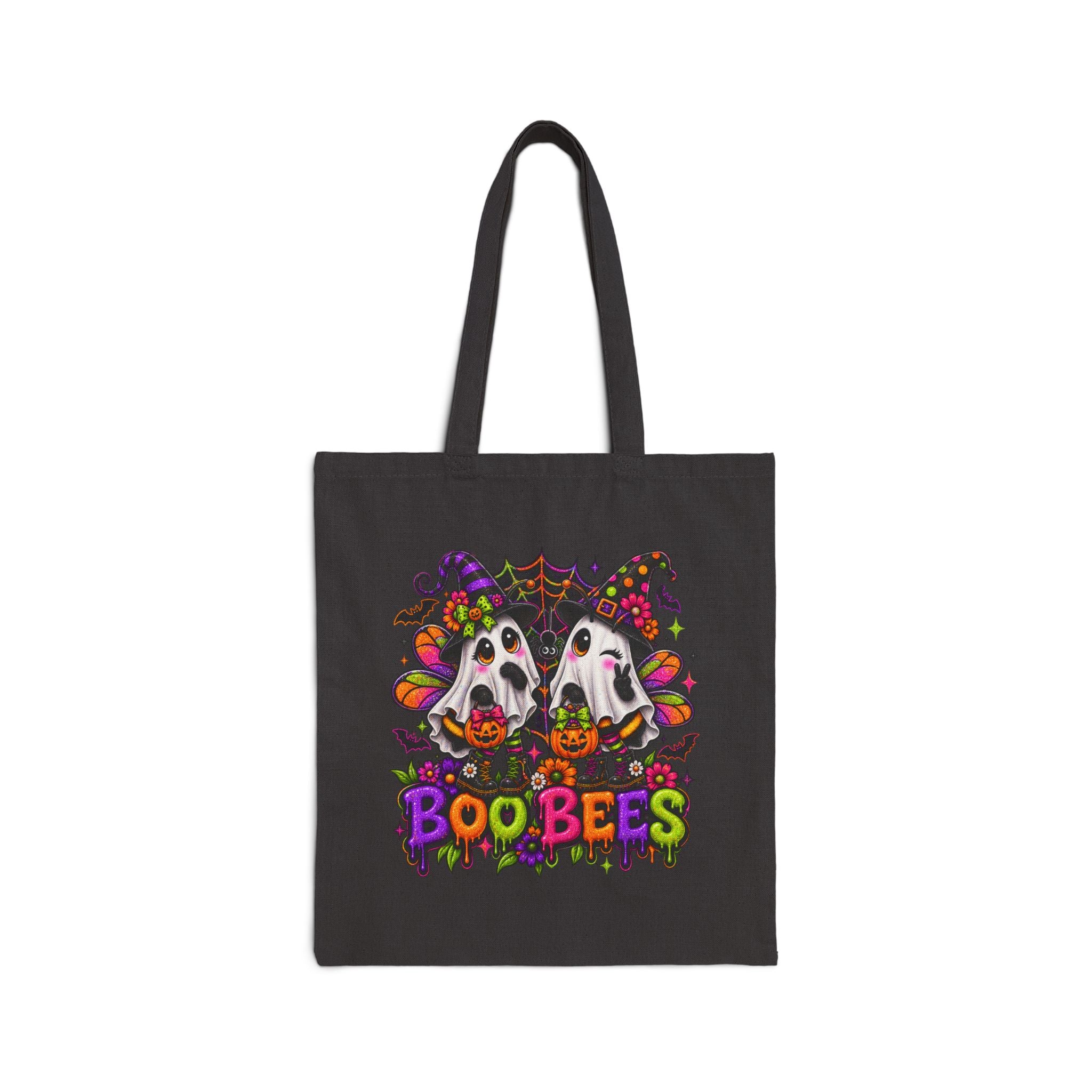 Halloween 'Boo Bees' Cotton Canvas Tote Bag - Cute Spooky Trick-or-Treat Market Bag