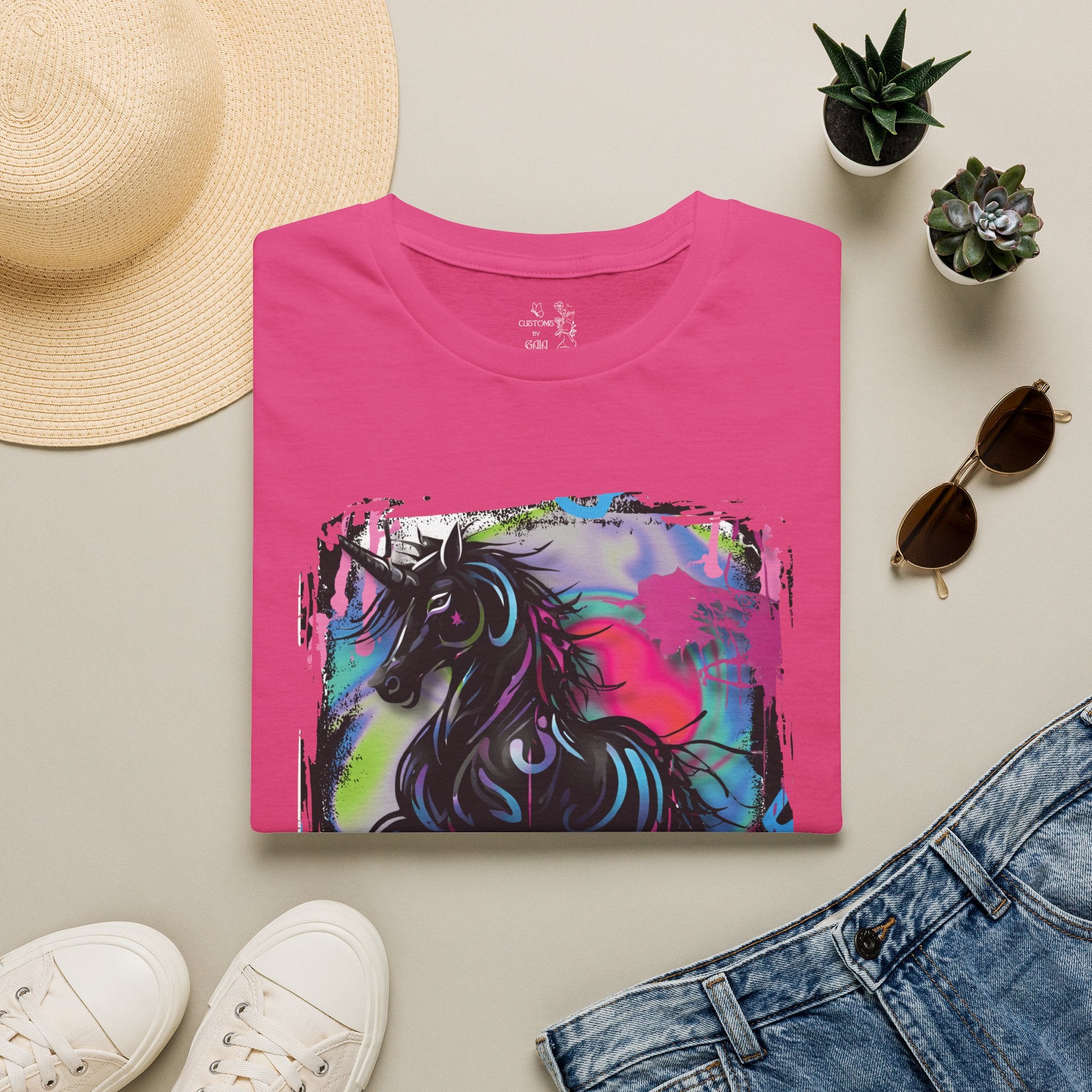 Colorful Neon Unicorn T-Shirt | Rainbow Graffiti Horse Art