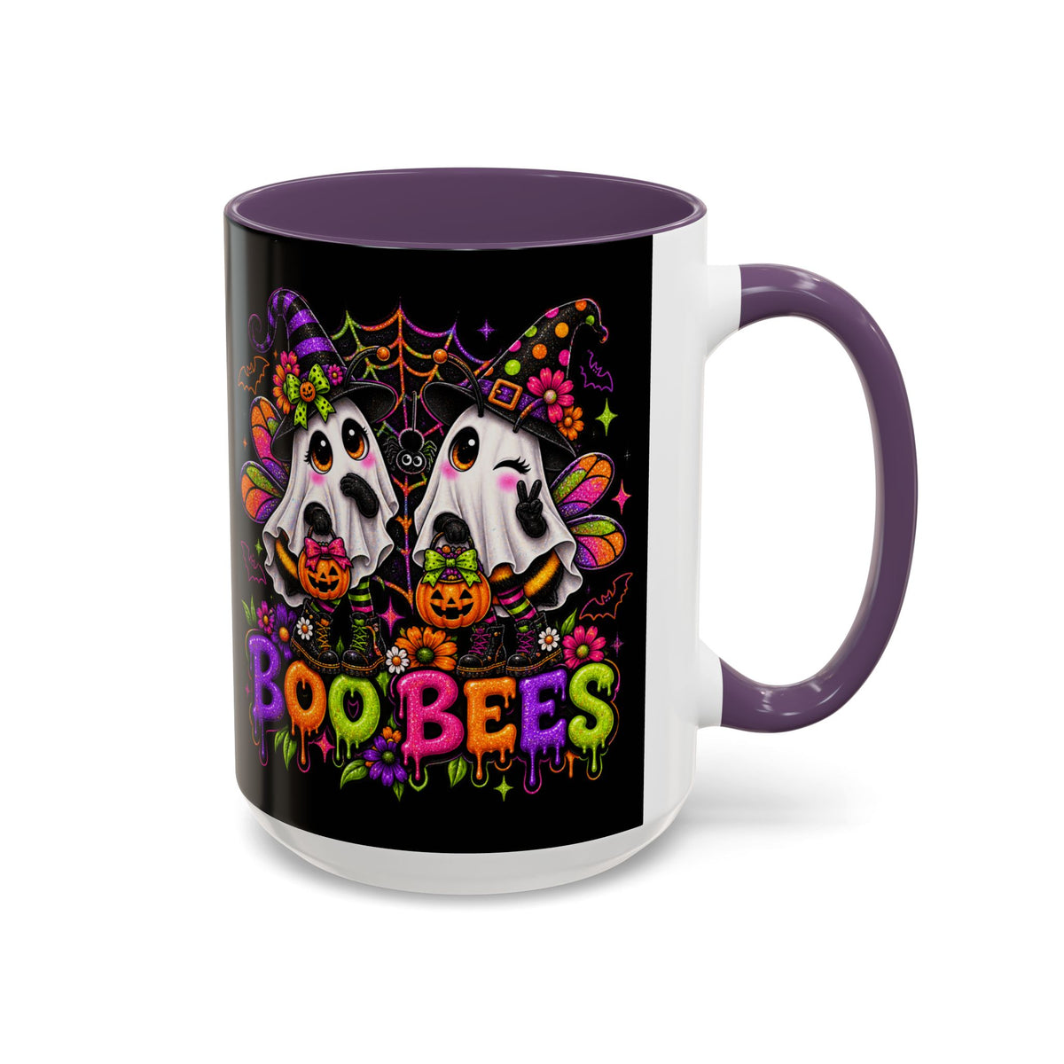 Halloween Boo Bees Coffee Mug — Cute Ghost Bees with Pumpkins