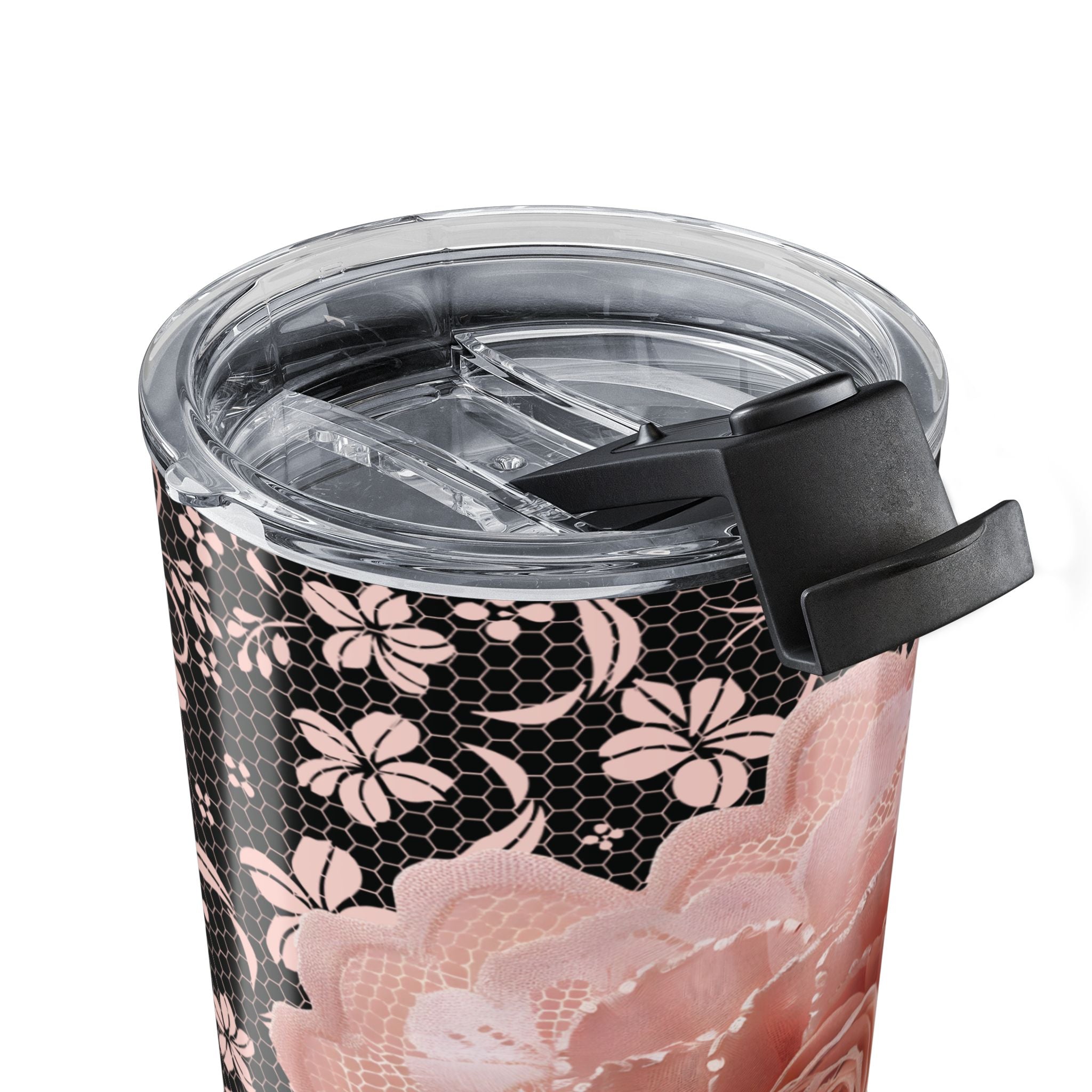 20oz Floral Lace Tumbler - Pink Rose Pattern Travel Cup
