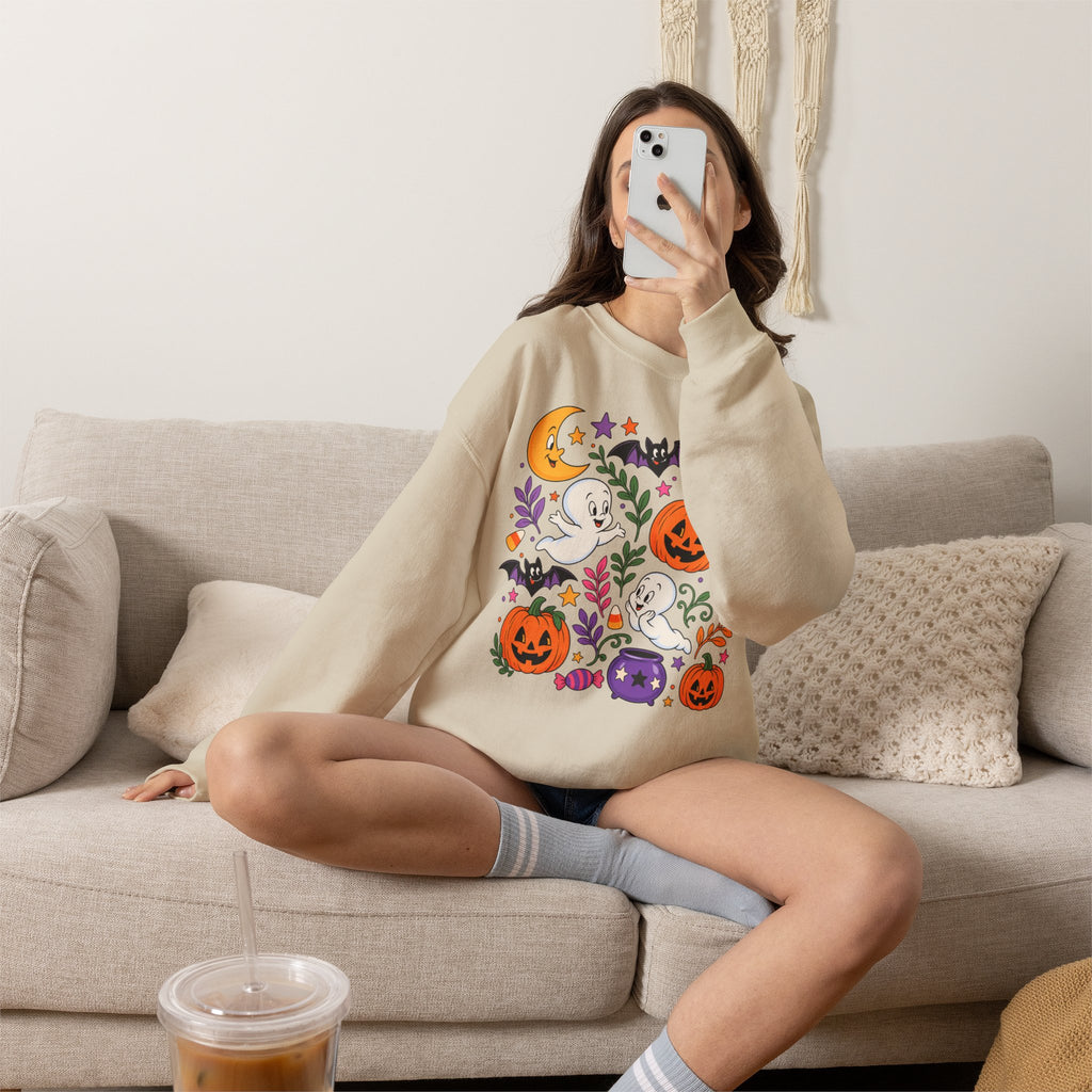 Halloween Ghosts & Pumpkins Crewneck Sweatshirt
