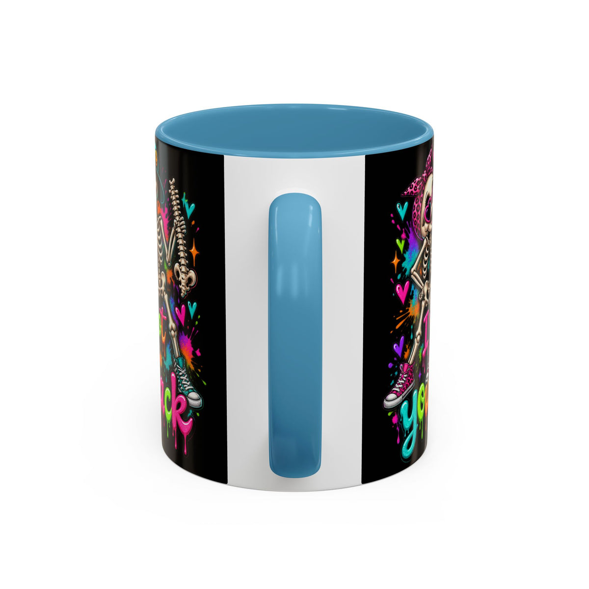 "I’ve Got Your Back" Skeleton Coffee Mug — Colorful Gothic Accent 11/15oz