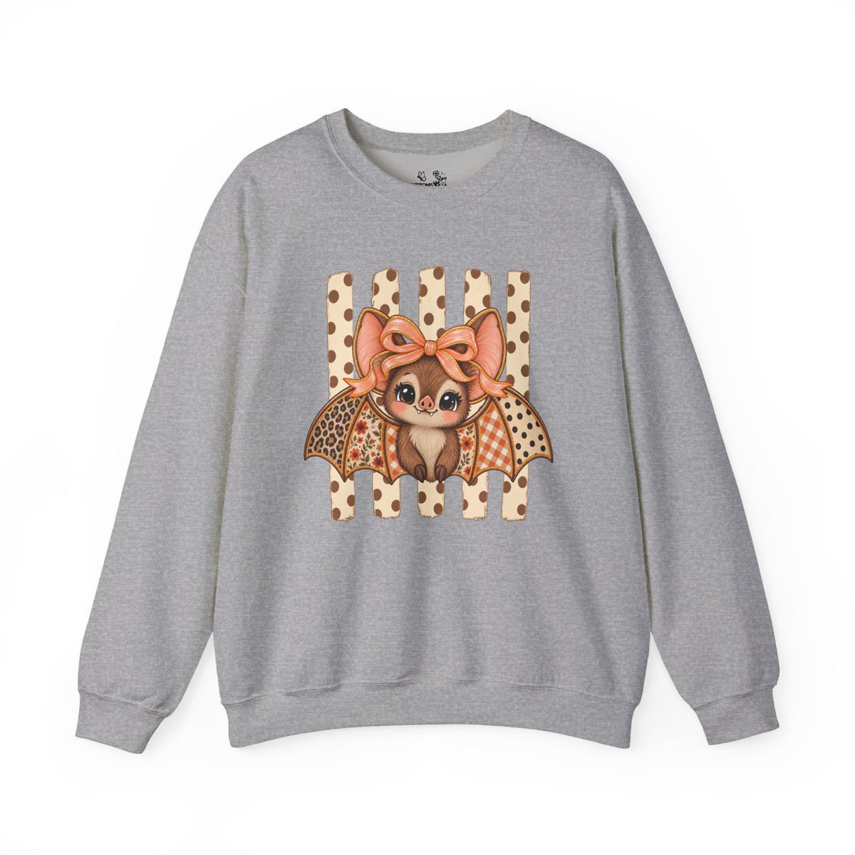 Cute Bat Crewneck Sweatshirt — Kawaii Bat with Bow Graphic