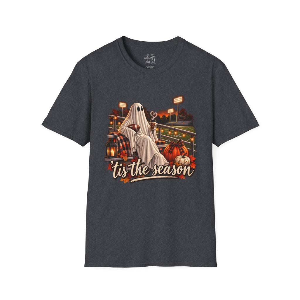 Halloween Ghost Football T‑Shirt – 'Tis the Season' Vintage Stadium Tee