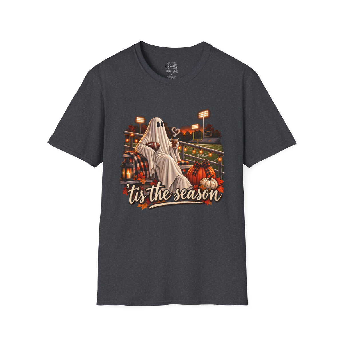 Halloween Ghost Football T‑Shirt – 'Tis the Season' Vintage Stadium Tee