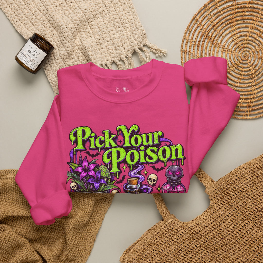 Sweatshirt — "Pick Your Poison" Halloween Potion Graphic Crewneck