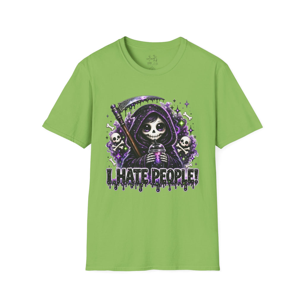 Grim Reaper Tee — 'I Hate People' Gothic Skull Shirt