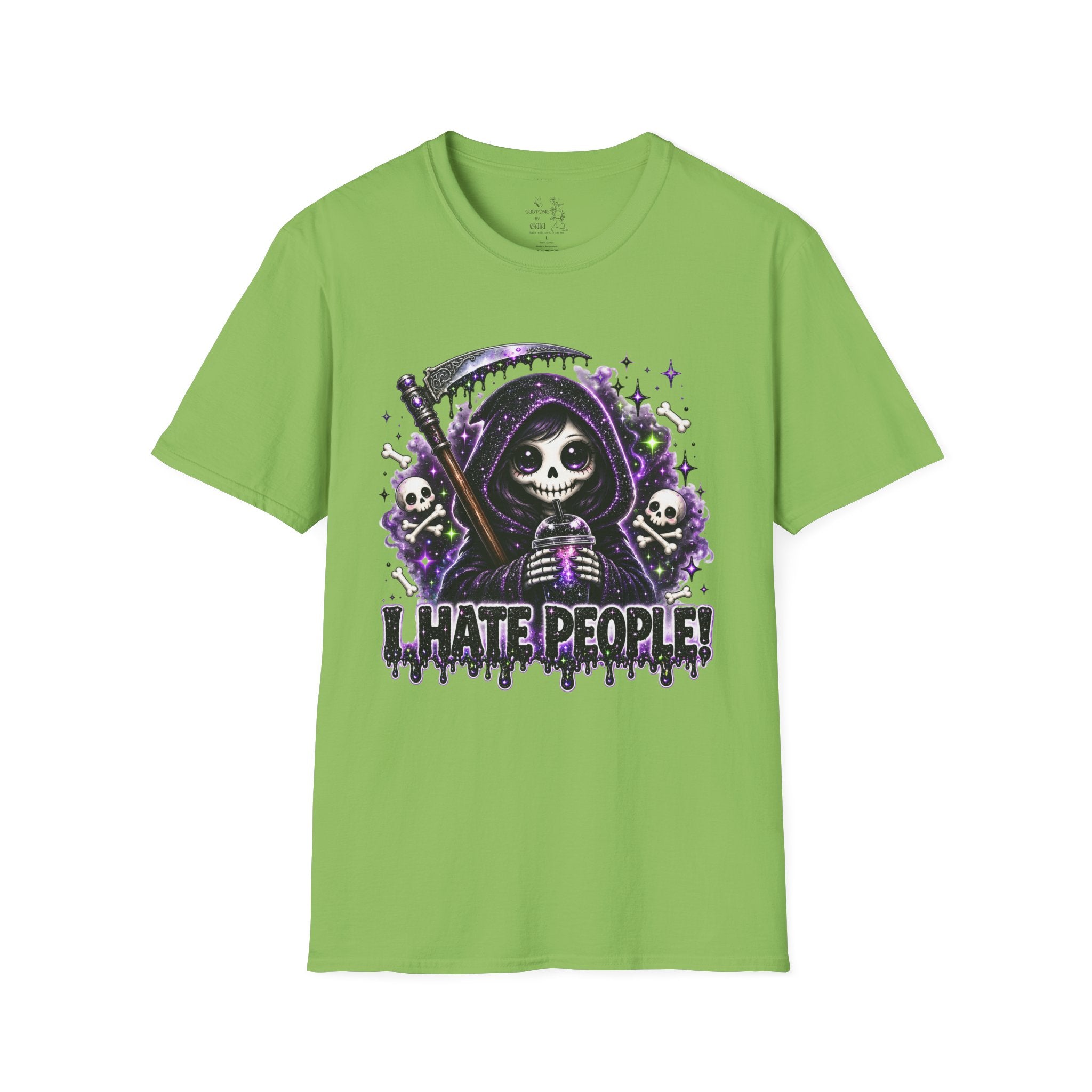 Grim Reaper Tee — 'I Hate People' Gothic Skull Shirt