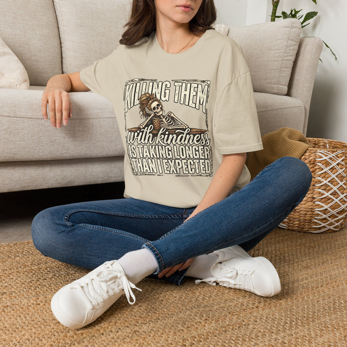 Killing Them With Kindness Skeleton T-Shirt – Funny Dark Humor Tee