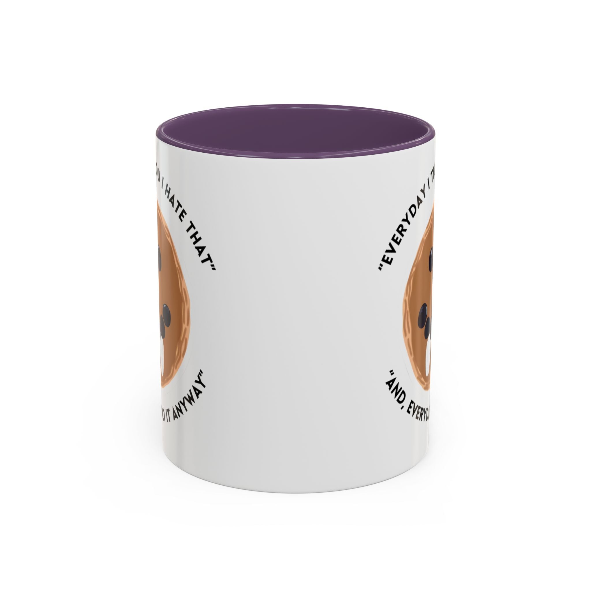 Accent Coffee Mug — "Everyday I Tell You I Hate That and Everyday I Do It Anyway" Funny Cookie Face Mug