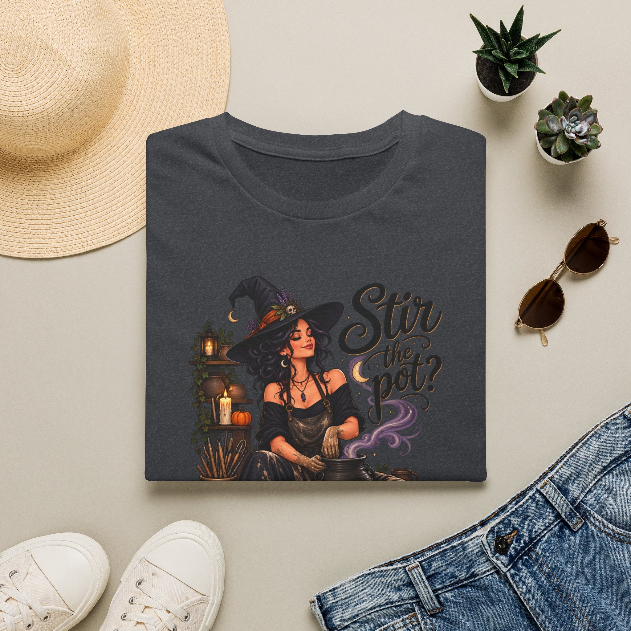 Stir the Pot Witch T-Shirt — Vintage Witch Cauldron Graphic Tee