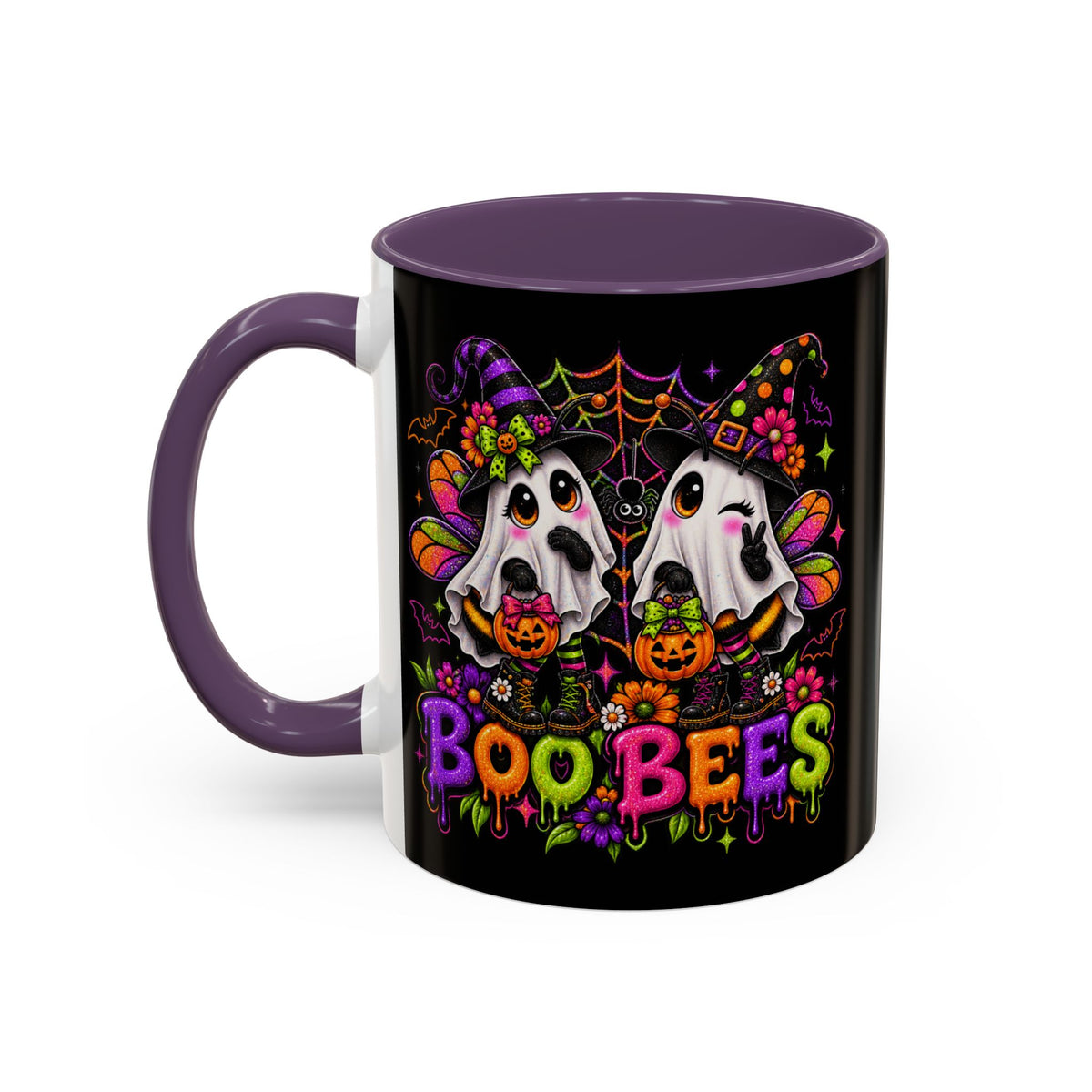 Halloween Boo Bees Coffee Mug — Cute Ghost Bees with Pumpkins