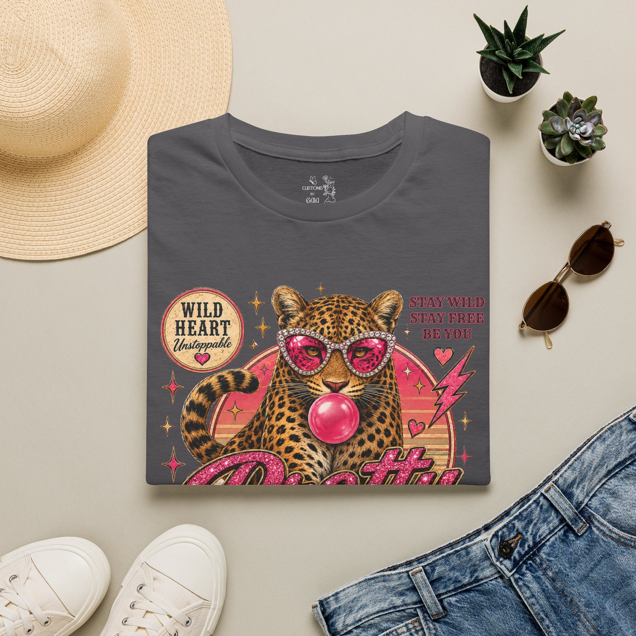 Leopard 'Pretty Savage' Graphic T-Shirt — Retro Wild Heart Design