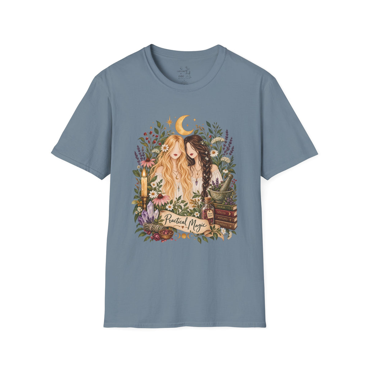 Witchy Sisters T-Shirt – 'Practical Magic' Boho Moon Witch Illustration