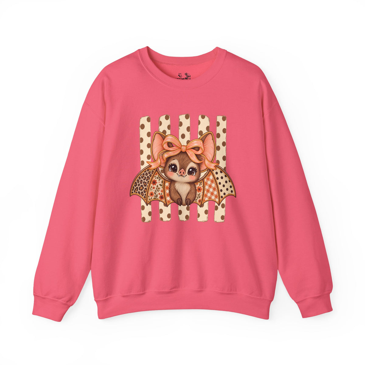 Cute Bat Crewneck Sweatshirt — Kawaii Bat with Bow Graphic