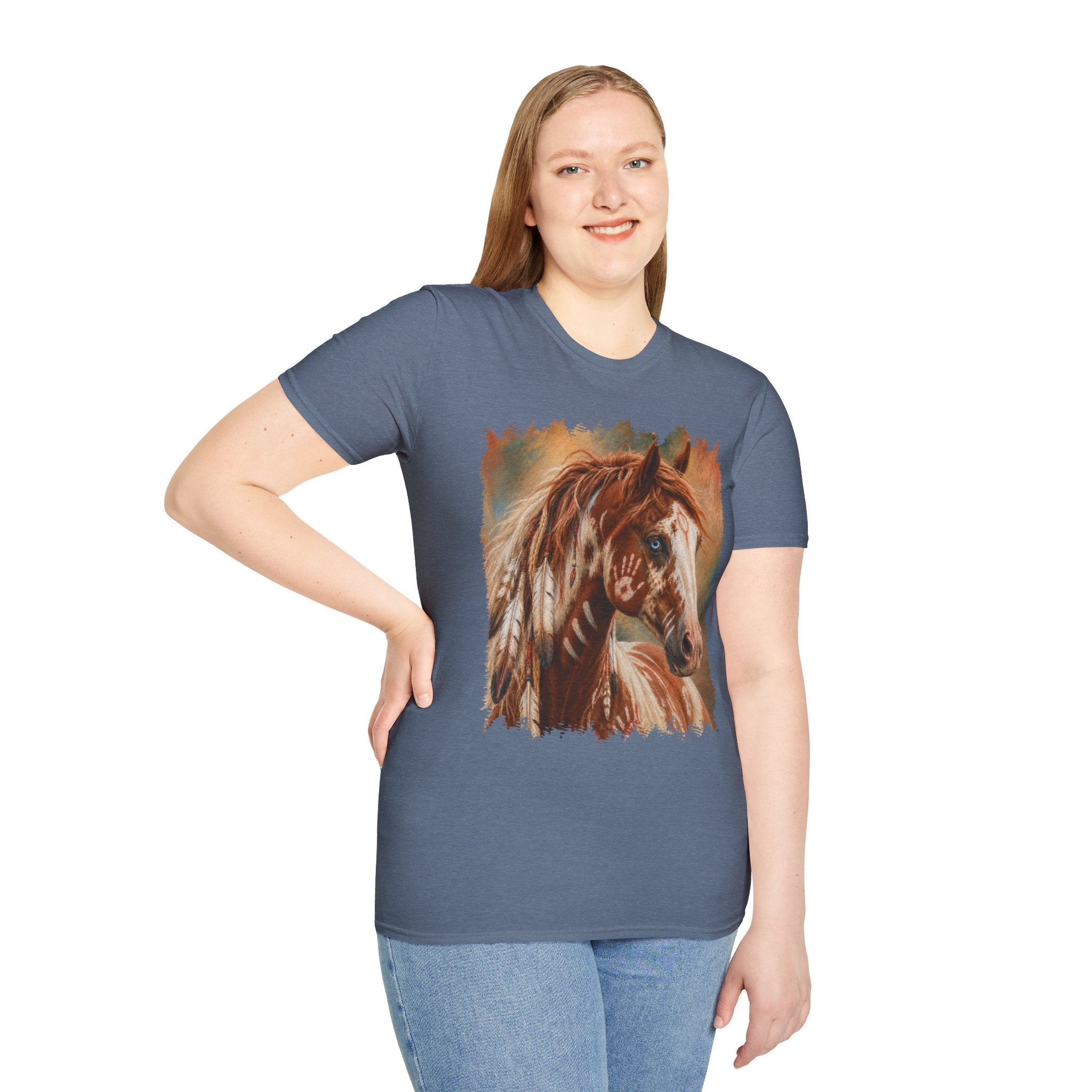 Horse Portrait T-Shirt — Blue-Eyed Paint Horse Art Tee