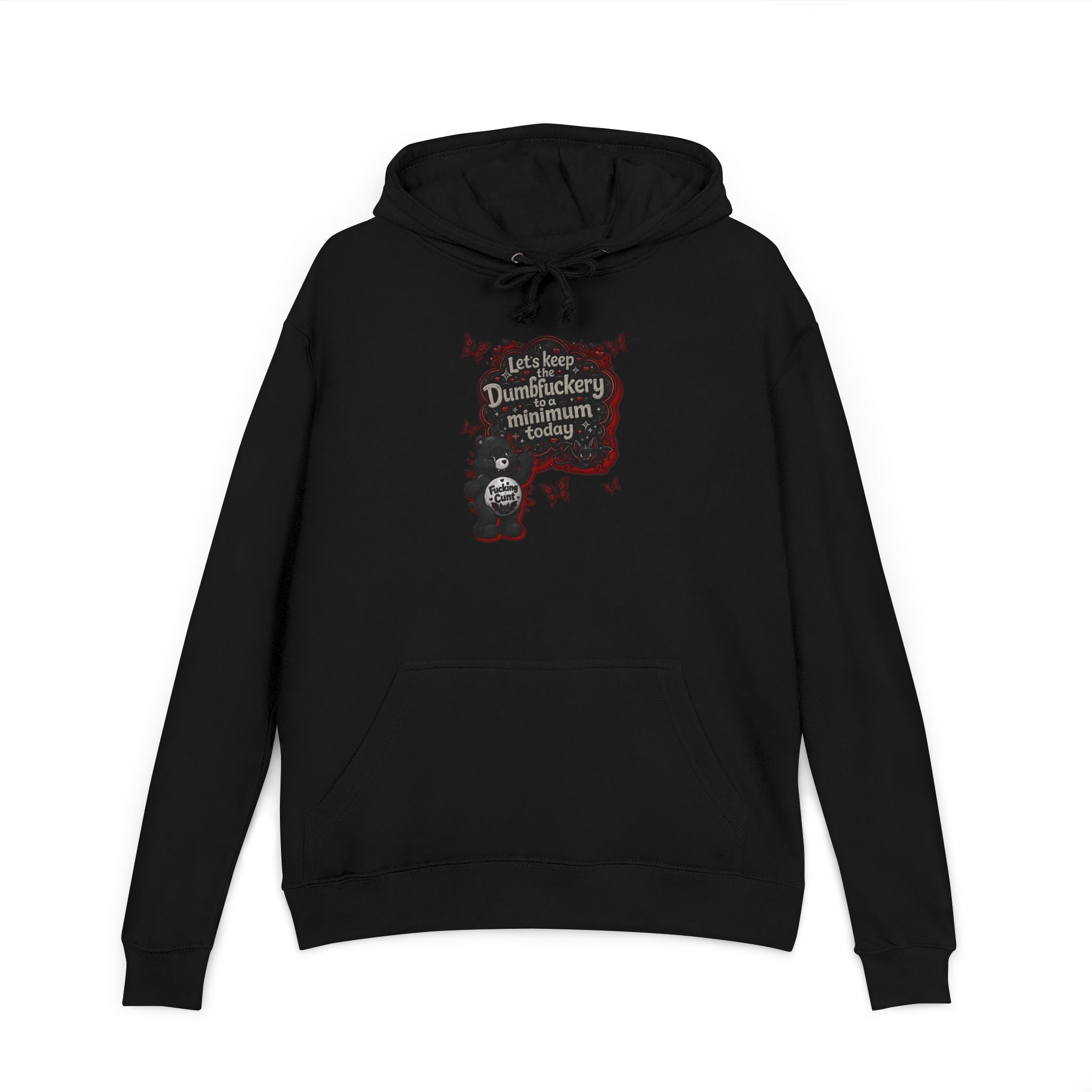 Hoodie — 'Let’s Keep Dumbfuckery Minimum Please' Halloween Bat Graphic