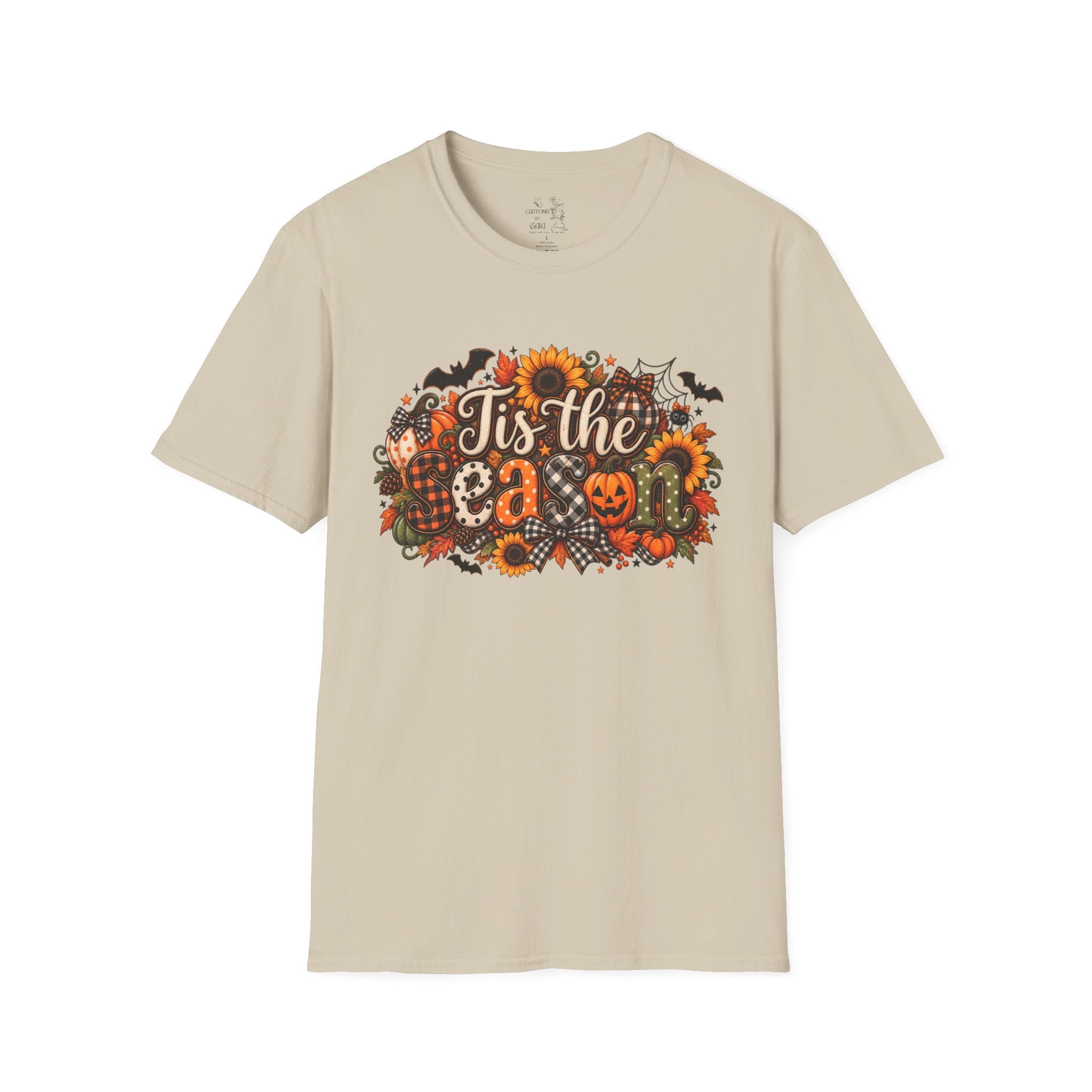 Halloween T-Shirt — "Tis the Season" Pumpkin & Sunflower Fall Graphic