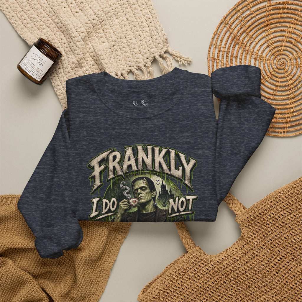 Sweatshirt — "Frankly I Do Not Care" Retro Gothic Skeleton Graphic Crewneck