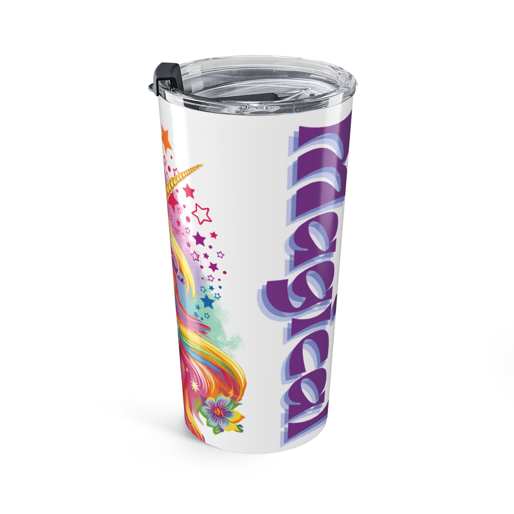20oz Unicorn Tumbler — Colorful Magical Unicorn Travel Cup IN WHITE