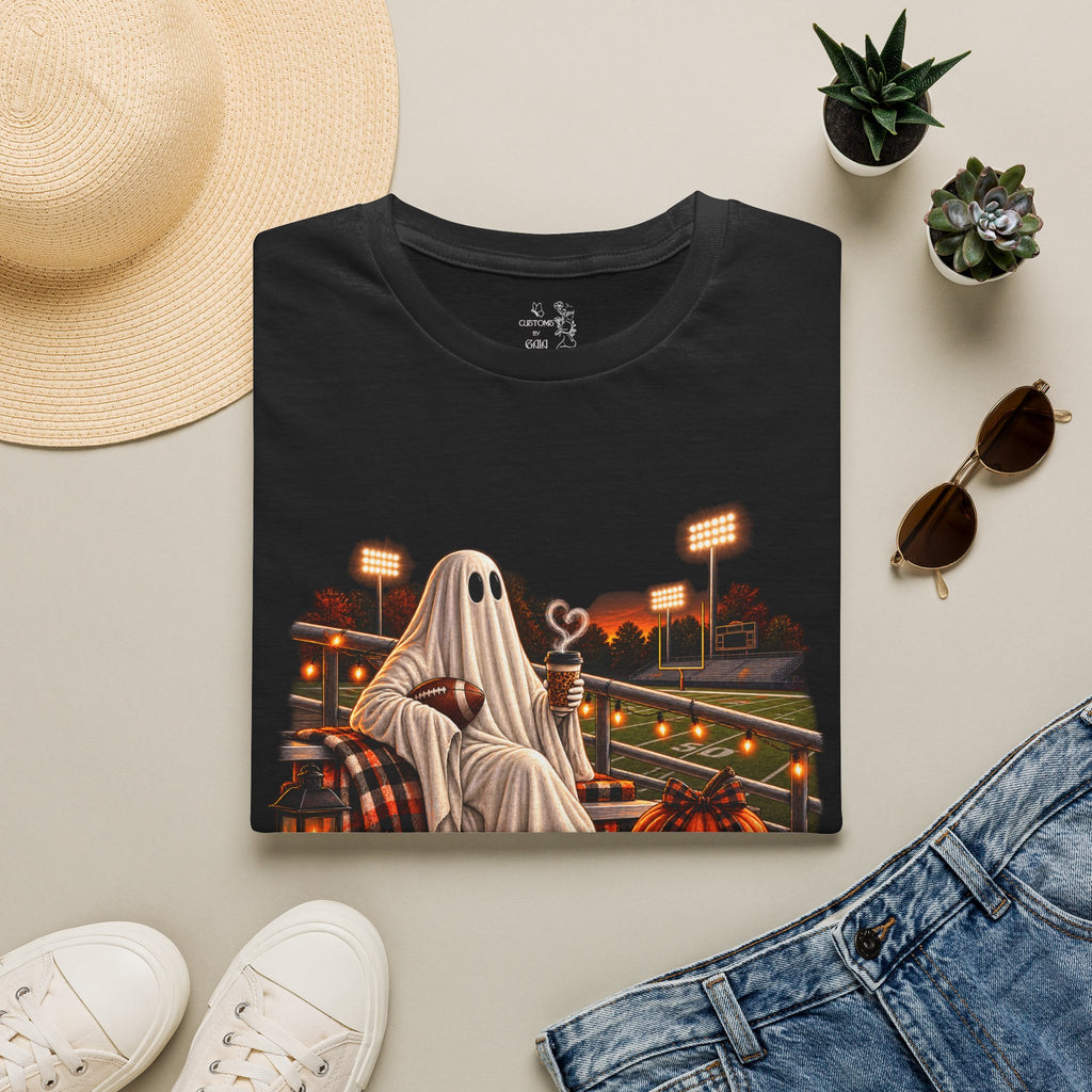 Halloween Ghost Football T‑Shirt – 'Tis the Season' Vintage Stadium Tee