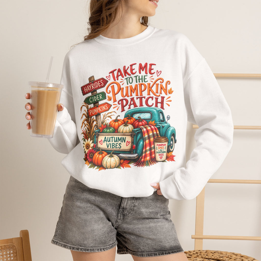 Pumpkin Patch Crewneck Sweatshirt — "Take Me to the Pumpkin Patch" Autumn Vibes