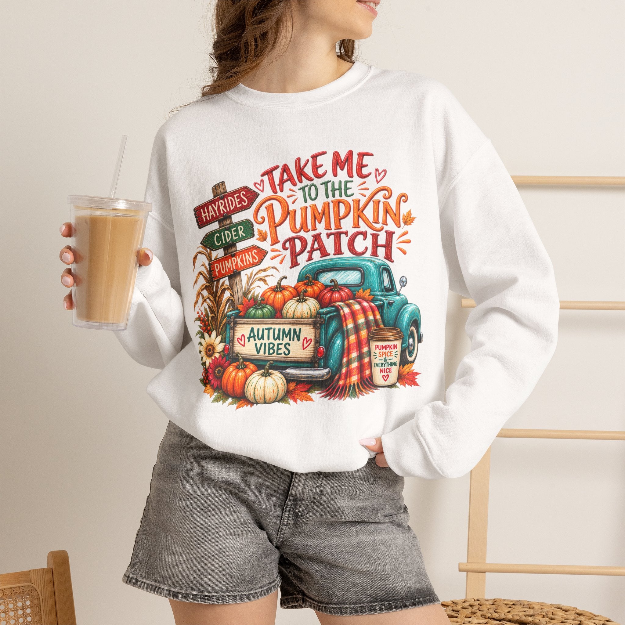 Pumpkin Patch Crewneck Sweatshirt — "Take Me to the Pumpkin Patch" Autumn Vibes