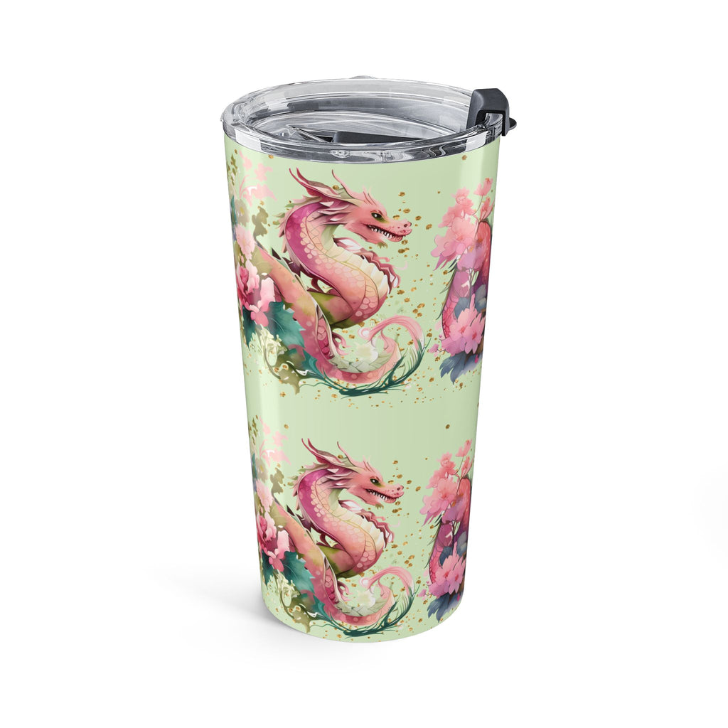 20oz Dragon Tumbler — Pink Floral Watercolor Travel Mug