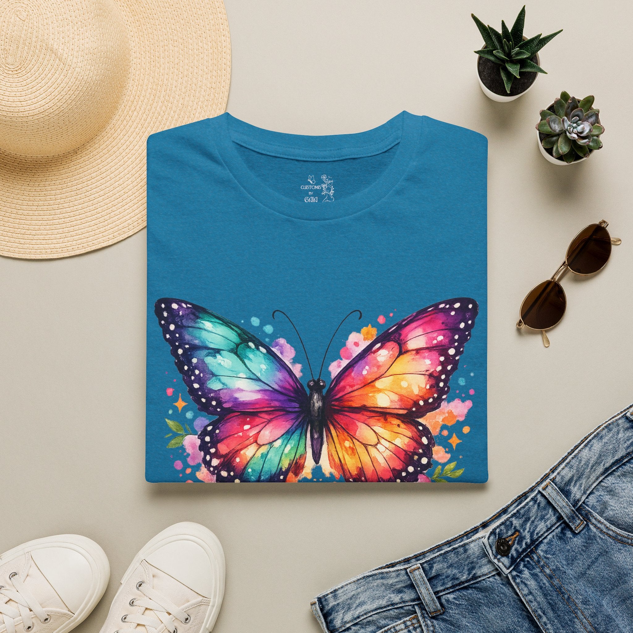 Butterfly "Let It Be" T-Shirt — Colorful Watercolor Wings Graphic Tee