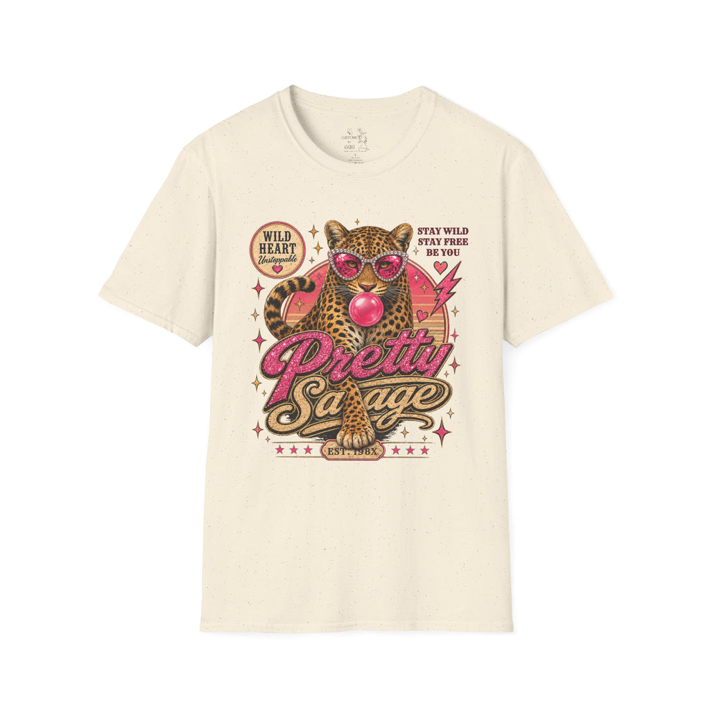 Leopard 'Pretty Savage' Graphic T-Shirt — Retro Wild Heart Design