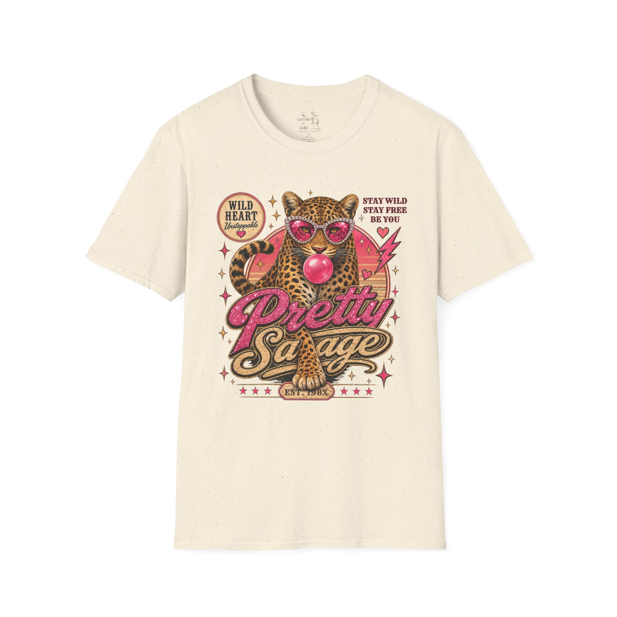 Leopard 'Pretty Savage' Graphic T-Shirt — Retro Wild Heart Design