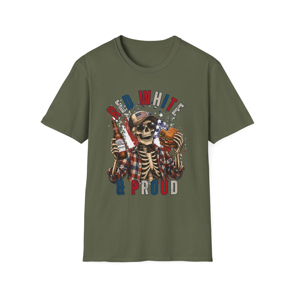 Patriotic Skull T-Shirt — "Red White & Proud" Independence Day Tee