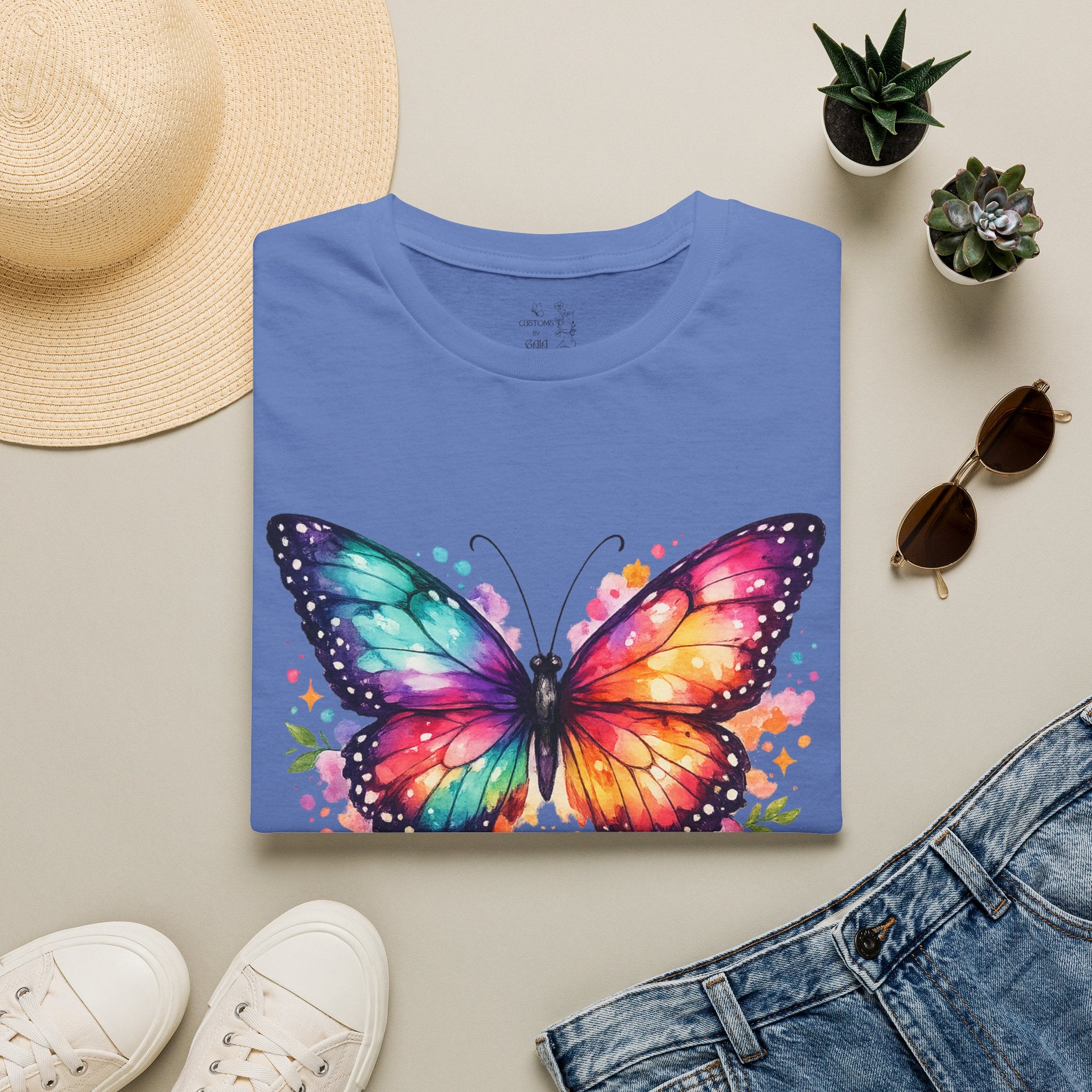 Butterfly "Let It Be" T-Shirt — Colorful Watercolor Wings Graphic Tee