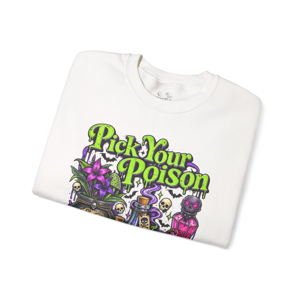 Sweatshirt — "Pick Your Poison" Halloween Potion Graphic Crewneck
