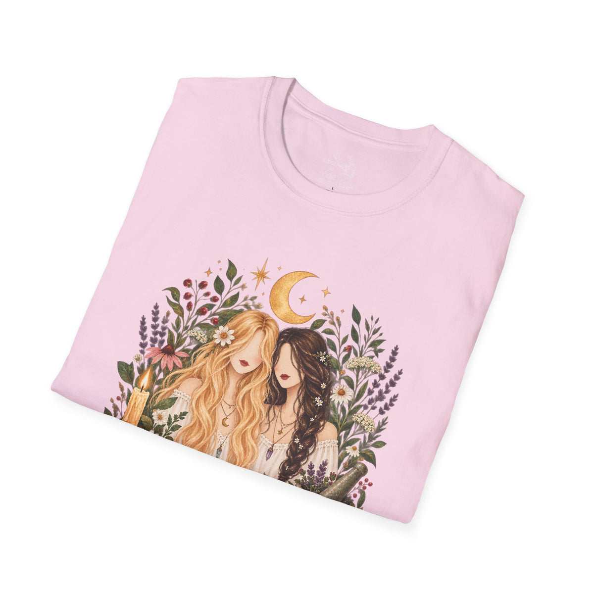 Witchy Sisters T-Shirt – 'Practical Magic' Boho Moon Witch Illustration