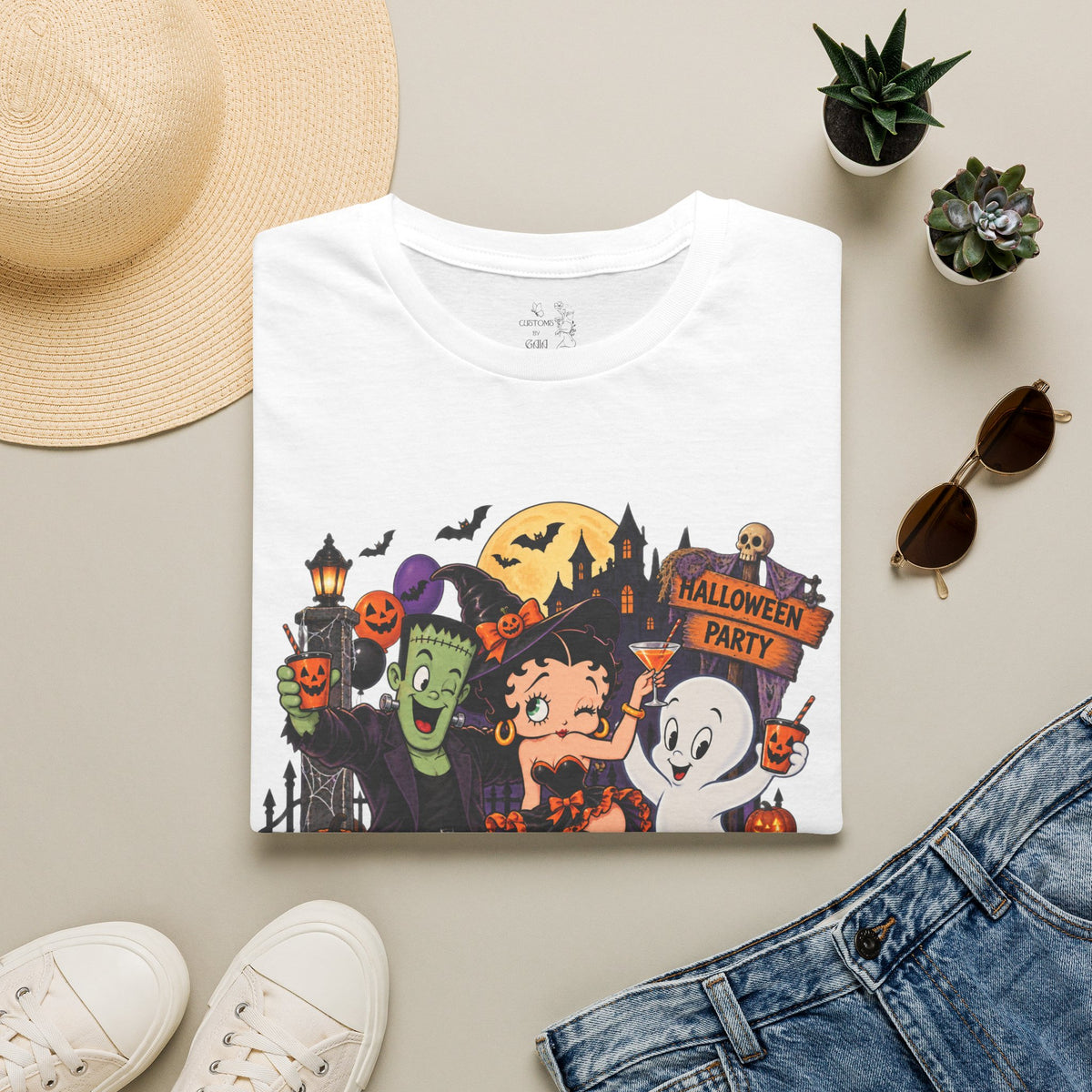 Halloween Party T‑Shirt — Betty Boop & Classic Cartoon Ghosts Costume Tee