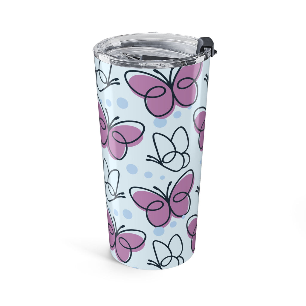 20oz Butterfly Pattern Tumbler – Pink & Blue Travel Cup