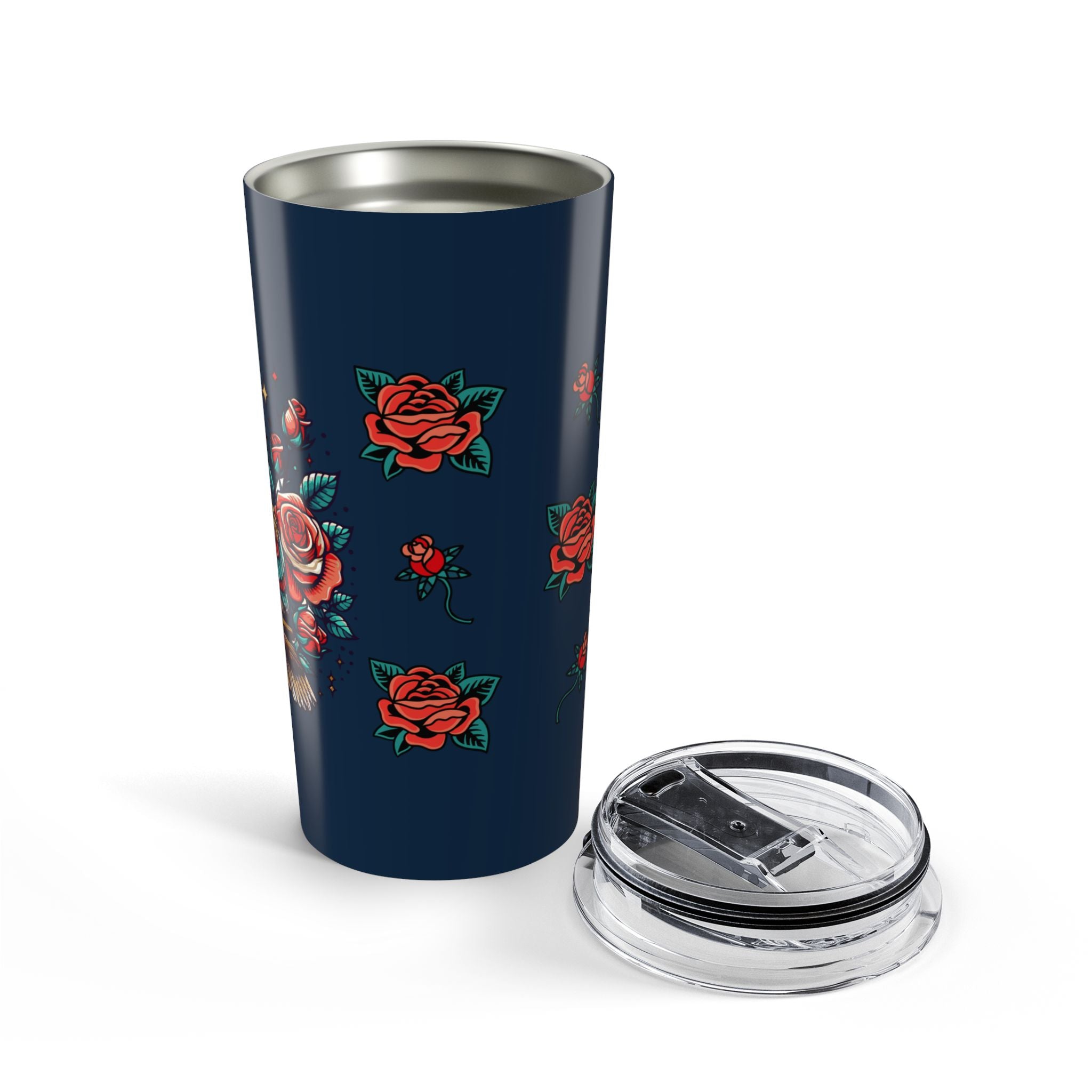 20oz Rose & Owl Tumbler — Insulated Floral Travel Cup