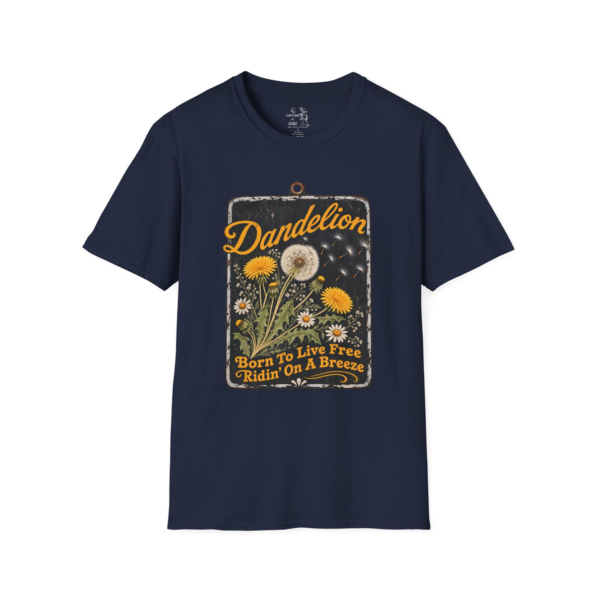 Dandelion Tee — "Born To Live Free, Ridin' On A Breeze" Vintage Floral T-Shirt