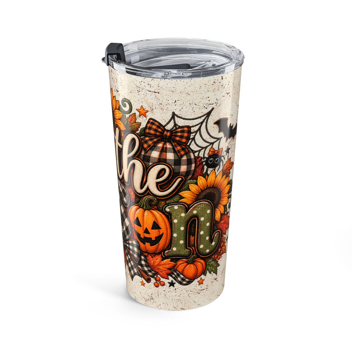 20oz Fall/Halloween Tumbler — 'Tis the Season' Sunflower & Pumpkin Travel Mug