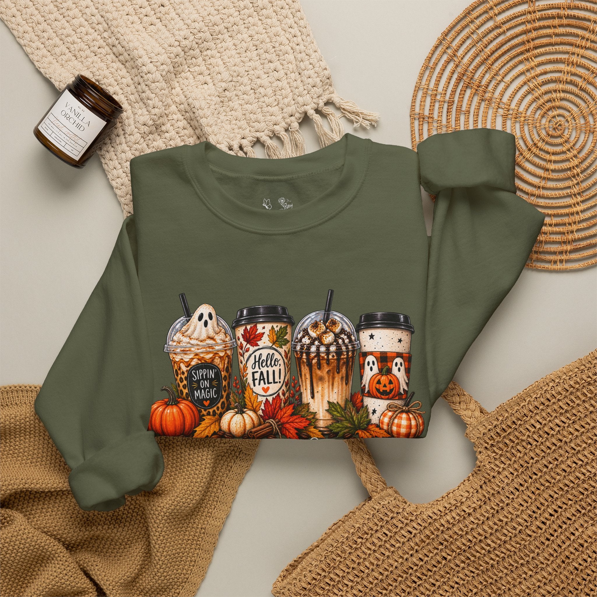 Autumn Leaves & Coffee Please Sweatshirt — Cozy Fall Coffee Crewneck