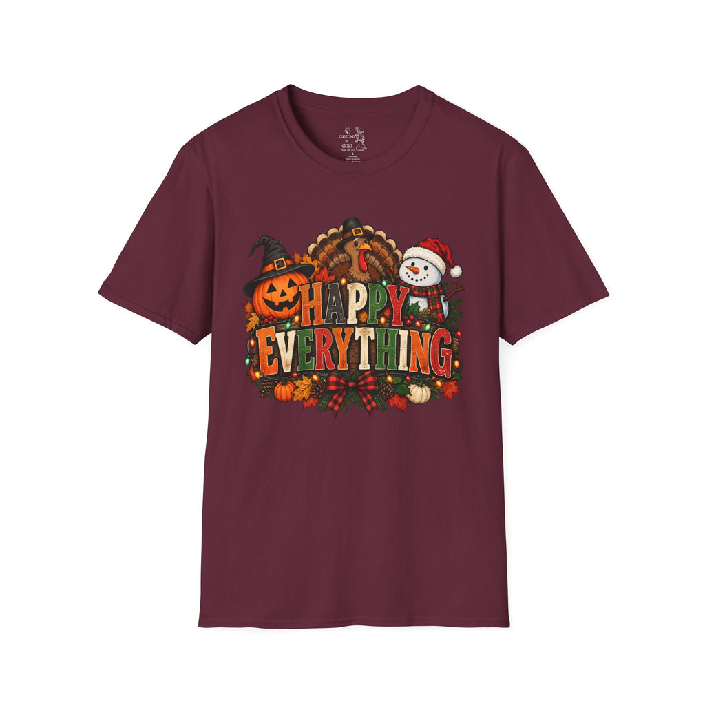 Holiday 'Happy Everything' T-Shirt — Thanksgiving, Halloween & Christmas Graphic Tee